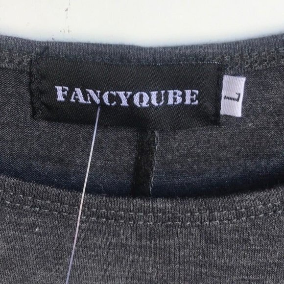 FancyQube 3/4 Sleeve Ruched Top in Dark Gray - Size Large - Picture 6 of 7